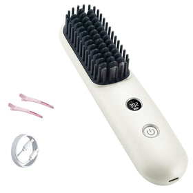 STUDLLY cordless hair straightener brush with compact design for on-the-go styling