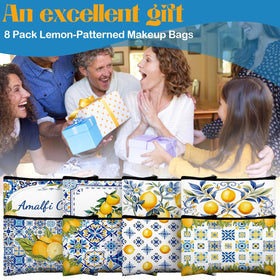 Stuffygreenus blue tile lemon bag adds Mediterranean flair to your kit.