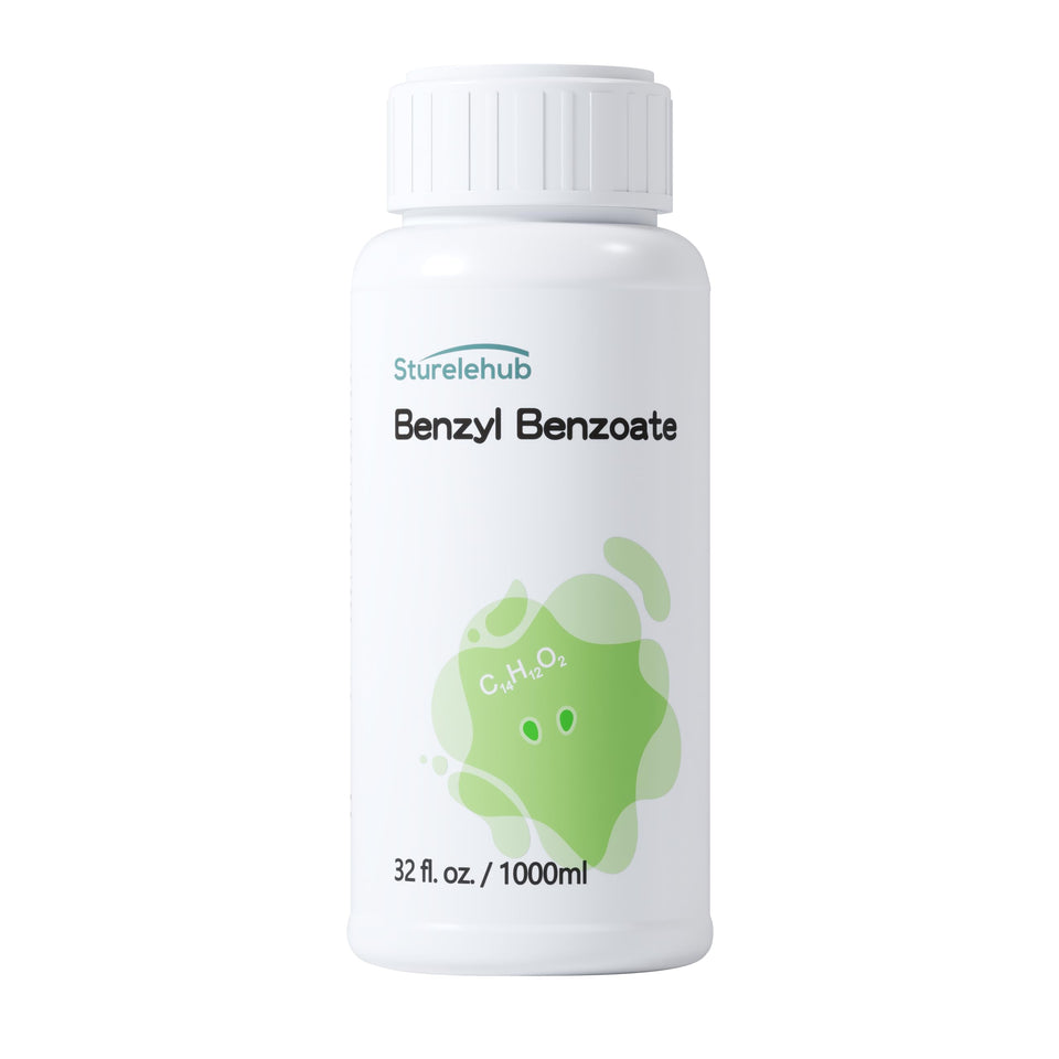 Sturelehub Benzyl Benzoate bottle pour supports stable, compatible cosmetic formulations.