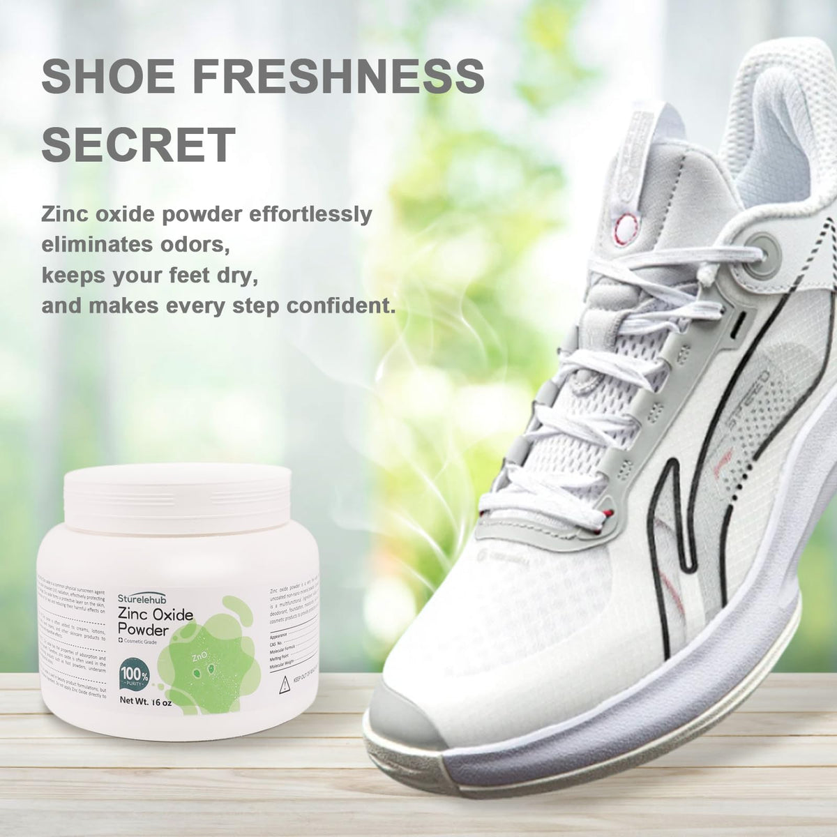 Sturelehub zinc oxide powder face mask preparation for skin care.
