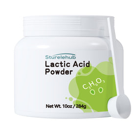 Sturelehub lactic acid powder close-up highlighting fine texture for gentle exfoliation in DIY skincare.