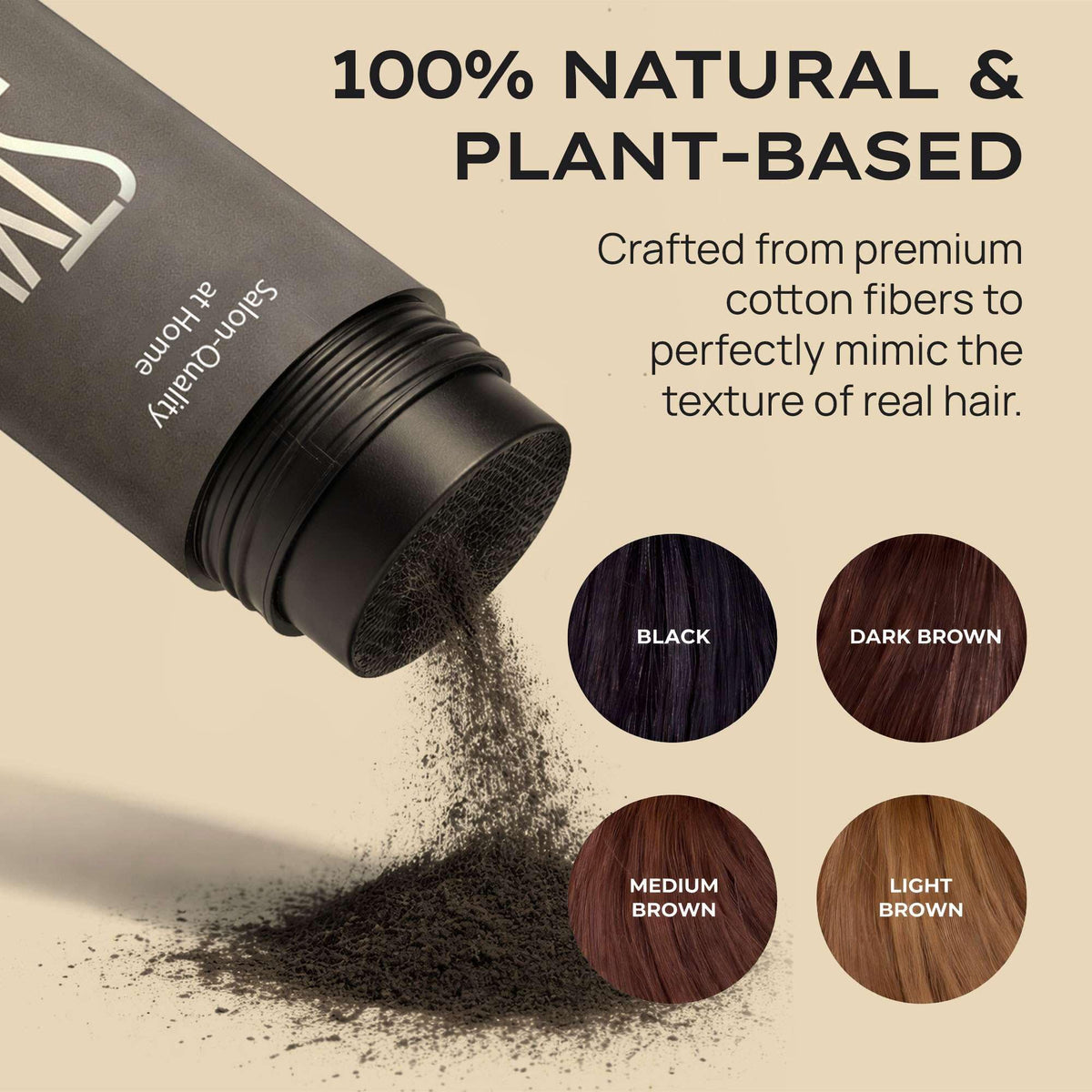 Style Edit fibers closeup — micro-fine cotton texture for natural-looking coverage.