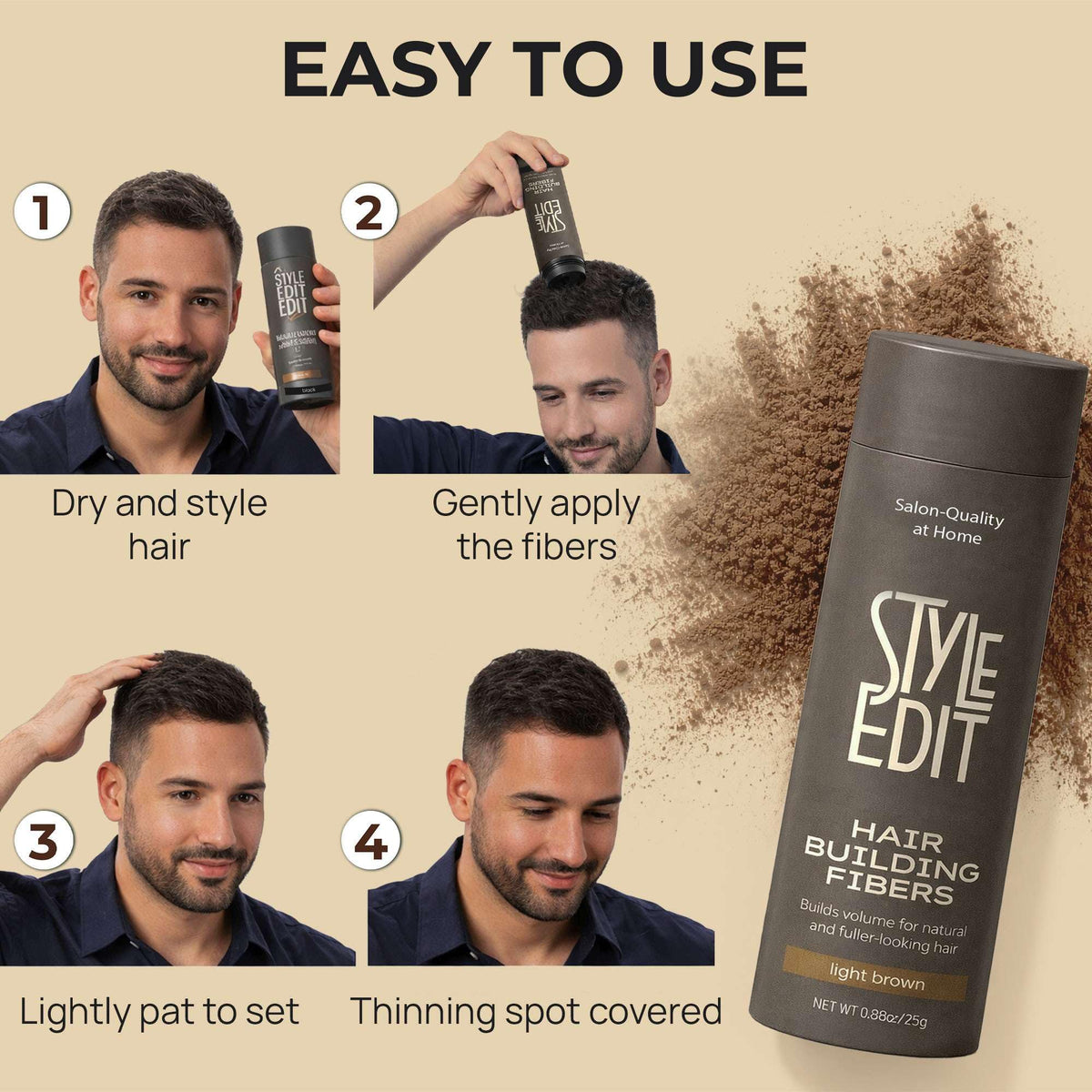 Style Edit Hair Building Fibers paraben-free-formula supports gentle daily use.