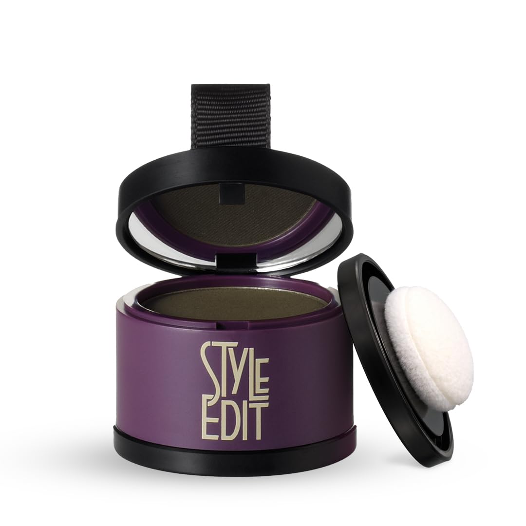 Style Edit Root Touch-Up Powder application highlights precise coverage for quick gray blending.