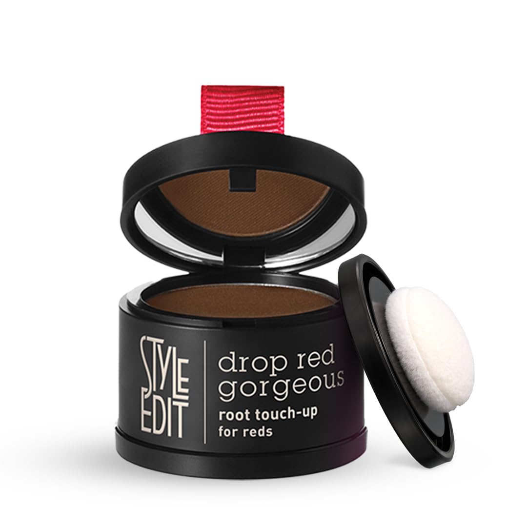 Style Edit Root Touch-Up Powder bottle and applicator for precise coverage.