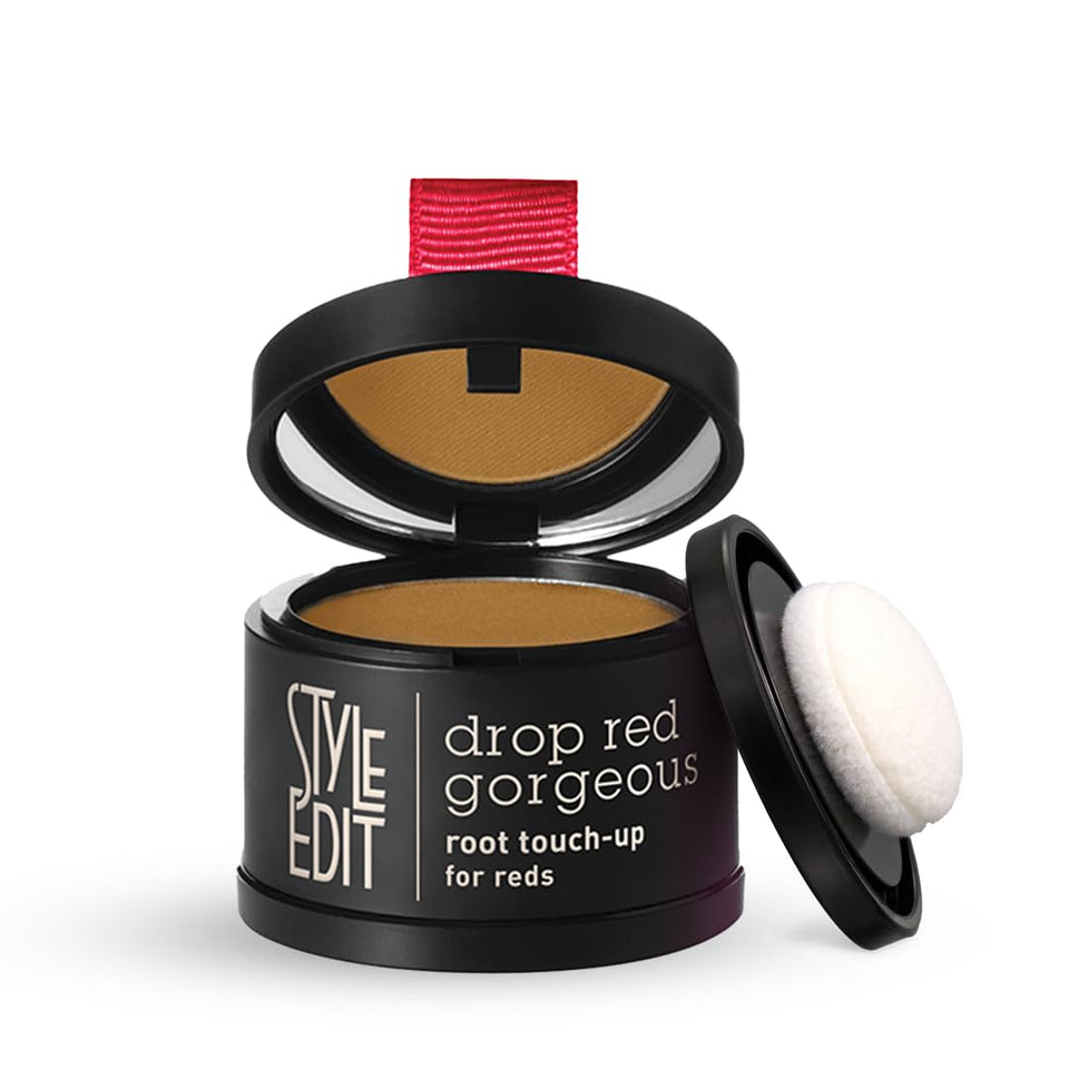 Style Edit Root Touch Up Powder compact close-up showing precise coverage for gray roots.