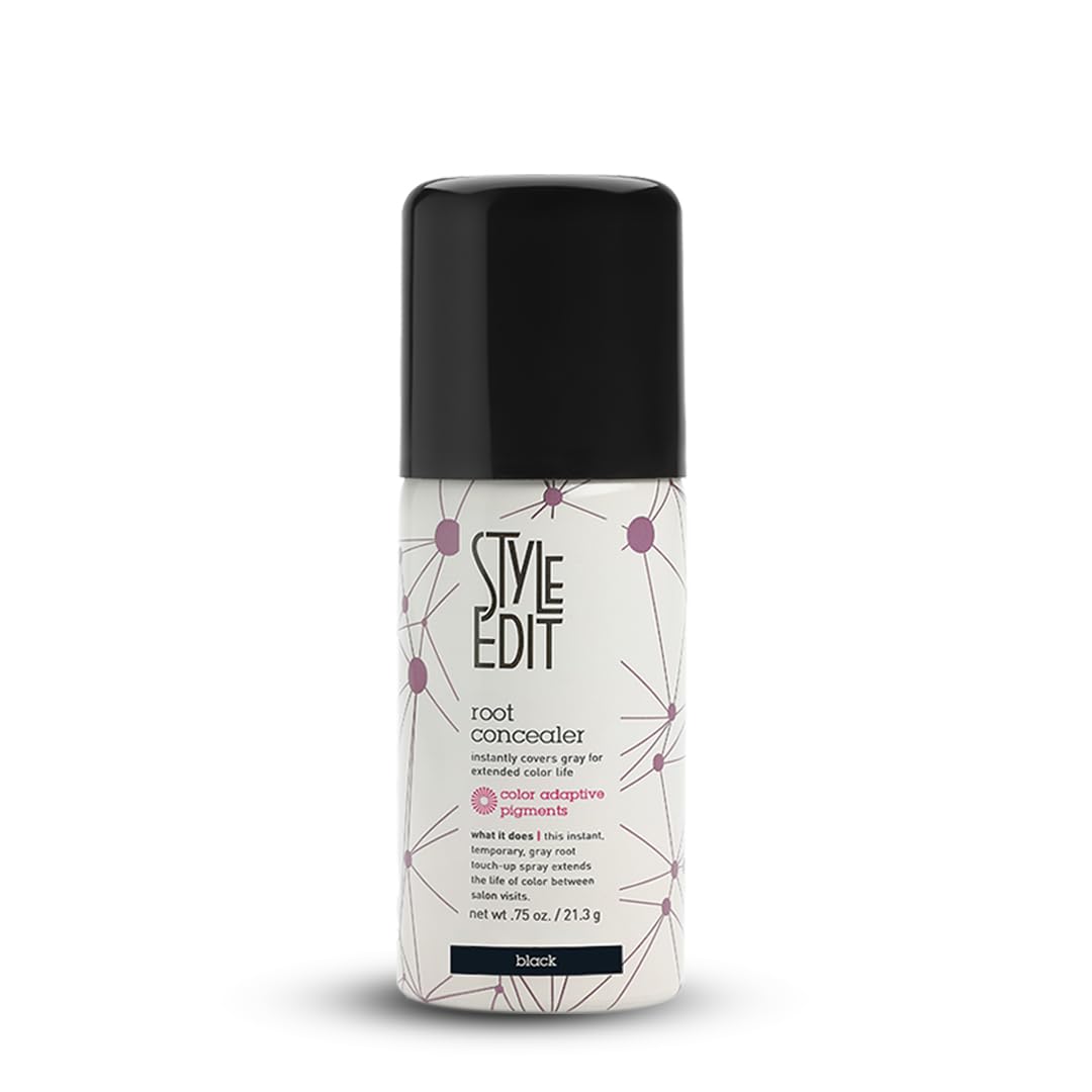 Style Edit travel-size root touch-up spray conceals gray roots with seamless finish.