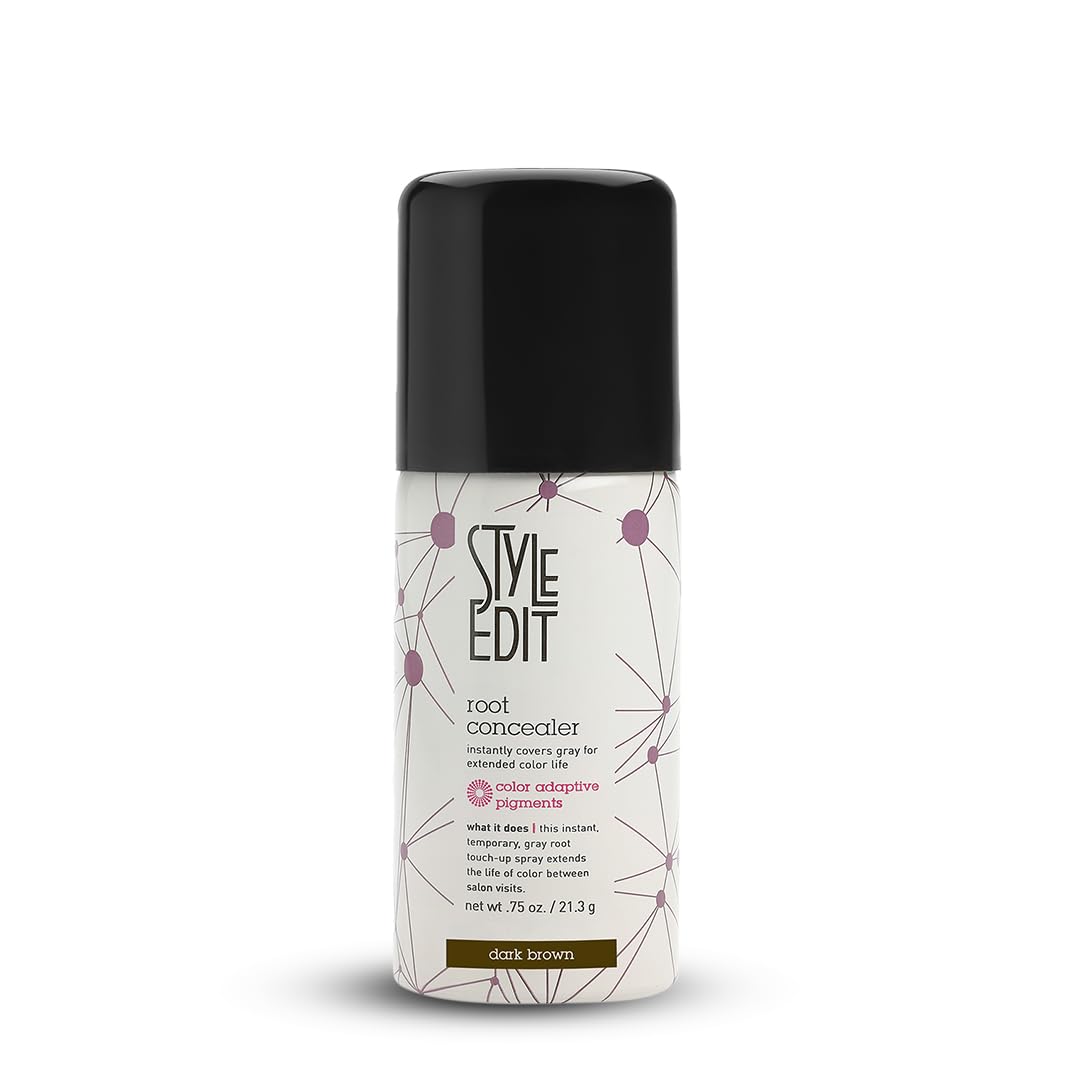 Style Edit travel size root touch up spray packaging for on-the-go gray coverage