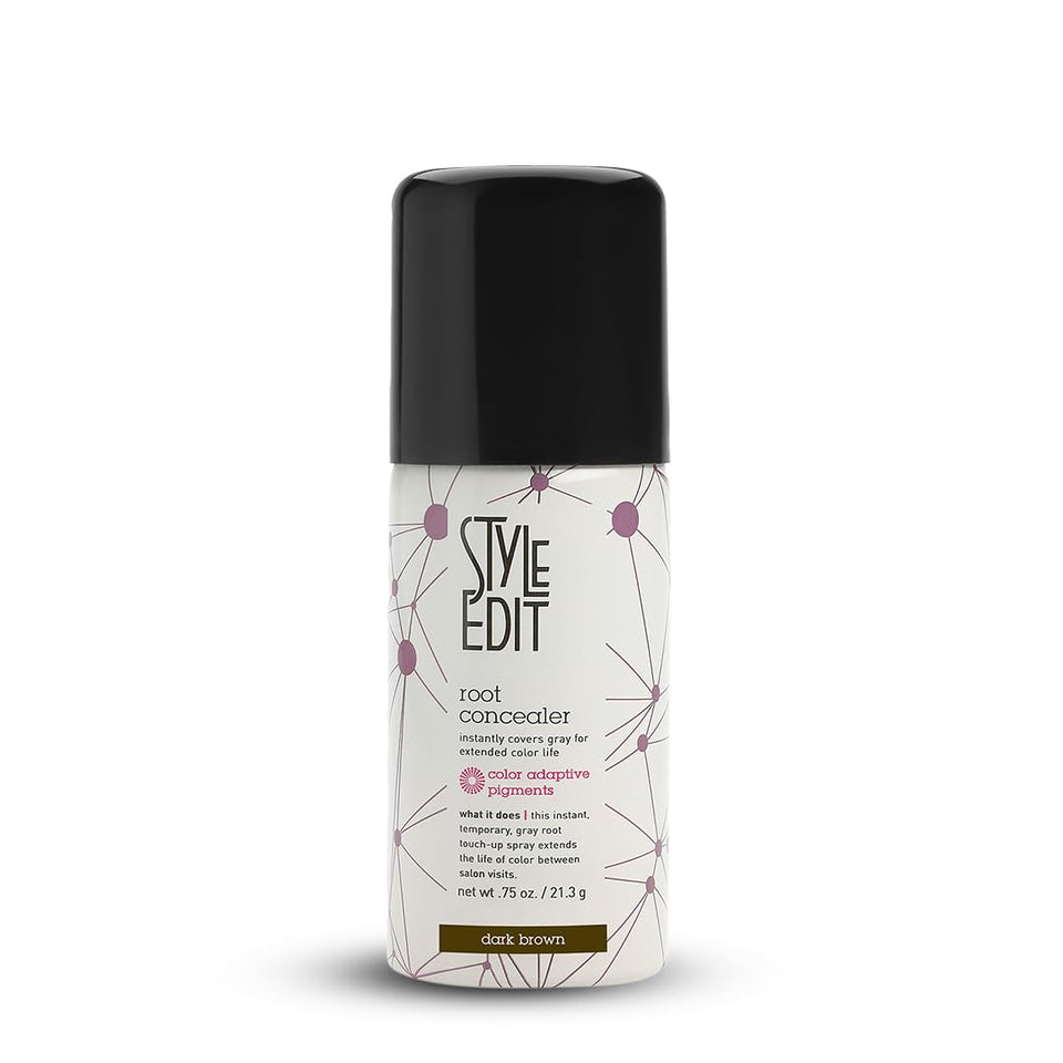 Style Edit travel size root touch up spray packaging for on-the-go gray coverage