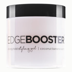 Style Factor EDGE BOOSTER bottle closeup showing alcohol-free formula for smooth, flexible hold