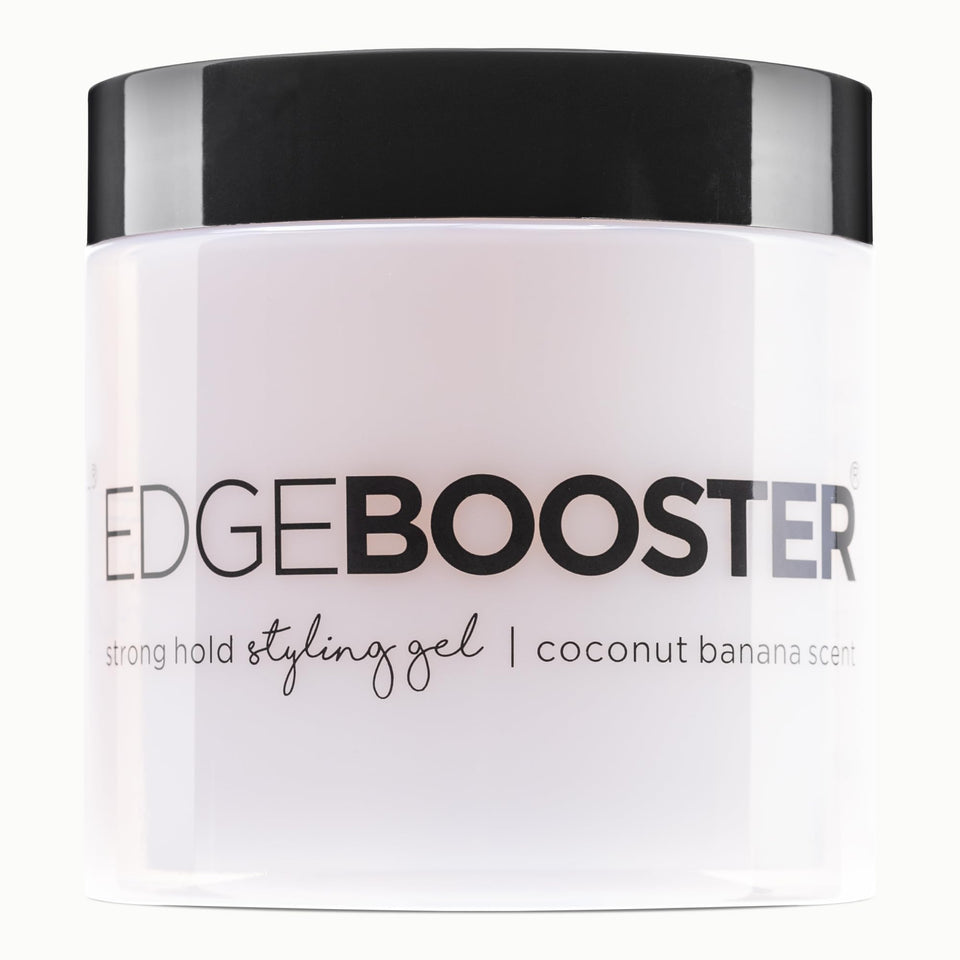 Style Factor EDGE BOOSTER bottle closeup showing alcohol-free formula for smooth, flexible hold