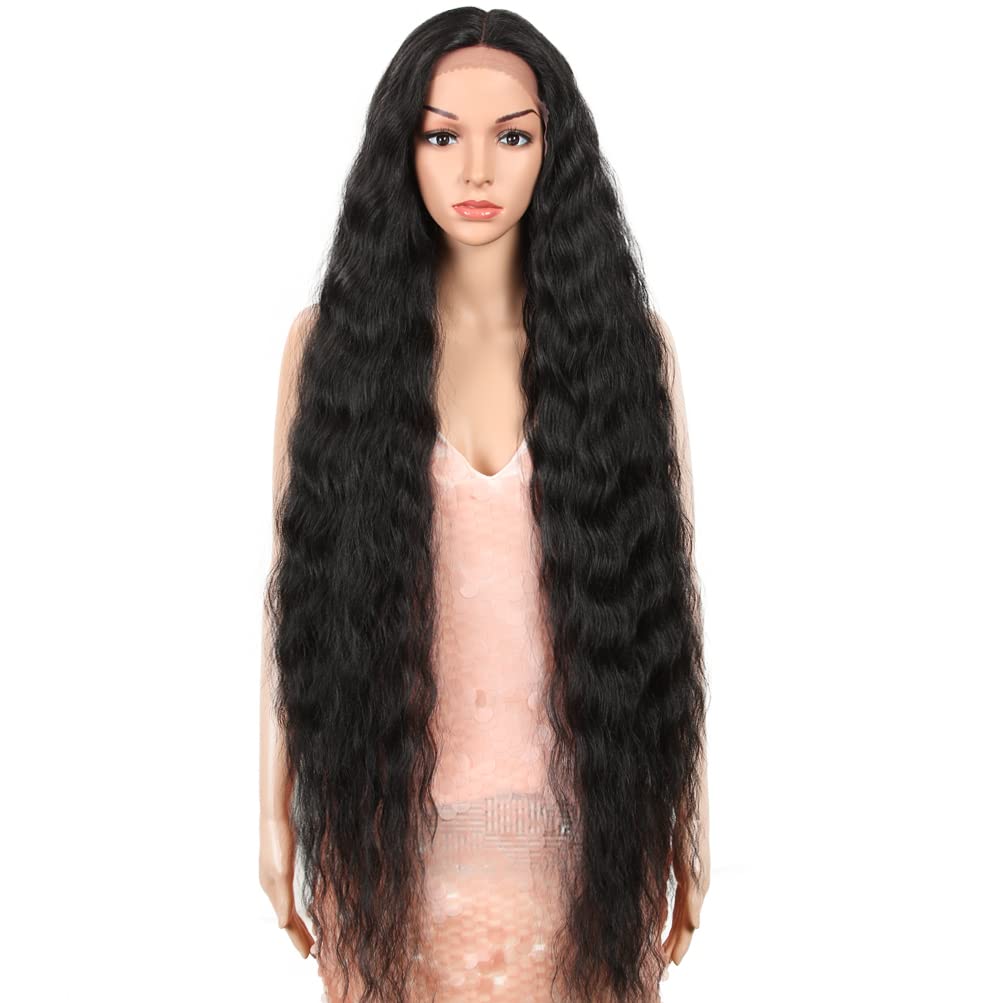 Style Icon long wavy baby-hair wig adds dramatic, soft volume.