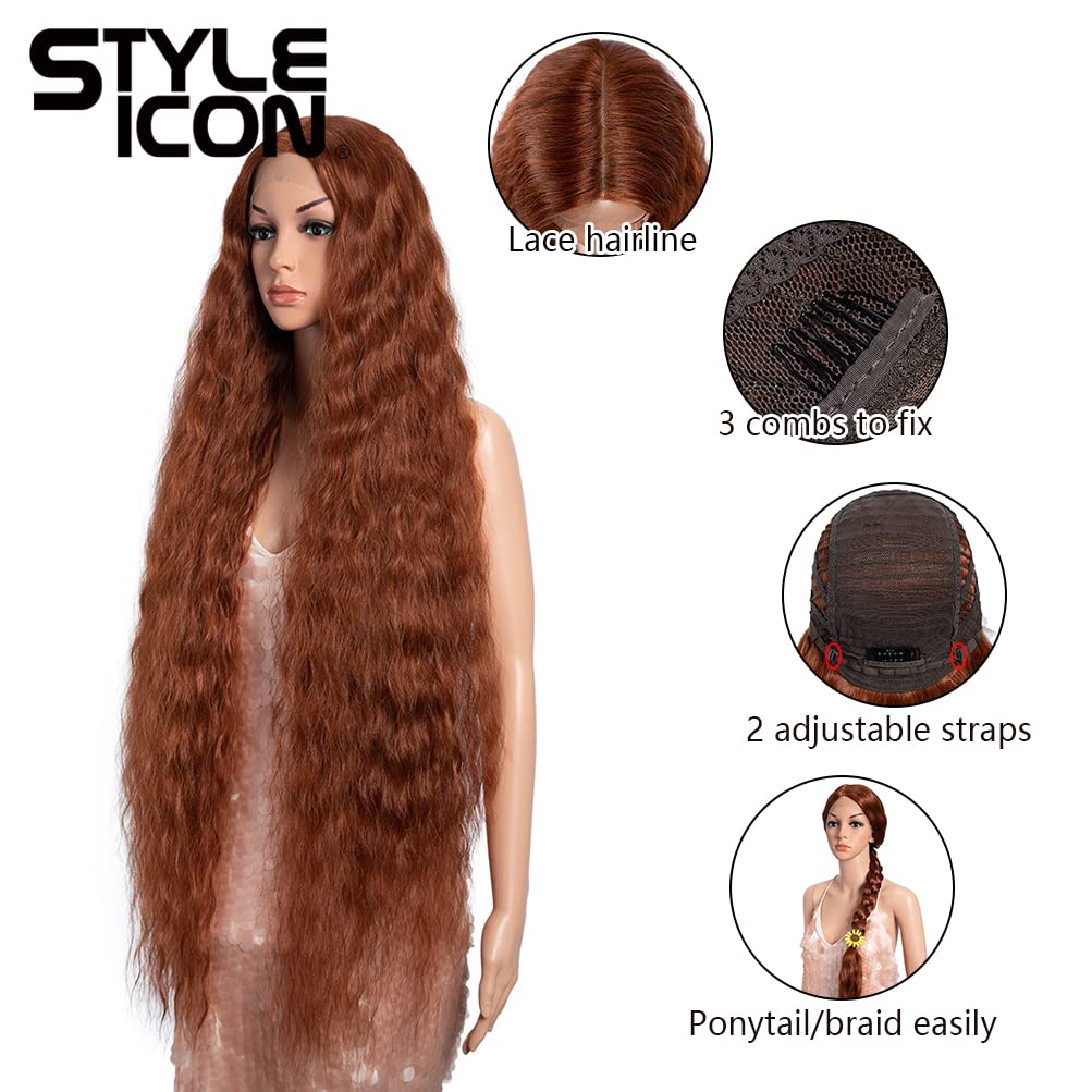 Style Icon long, wavy wig with baby hair framing the face