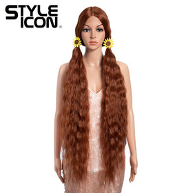 Style Icon orange red middle-part wig for bold, bohemian looks