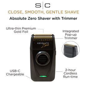 Stylecraft Absolute Zero foil shaver side profile highlighting compact, travel-friendly design