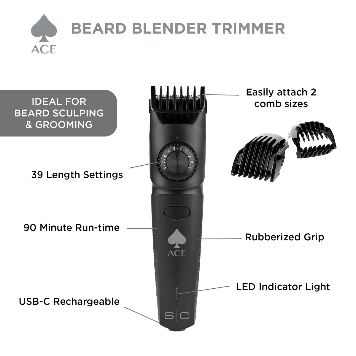 StyleCraft Ace premium beard trimmer blade close-up for smooth, snag-free cuts.
