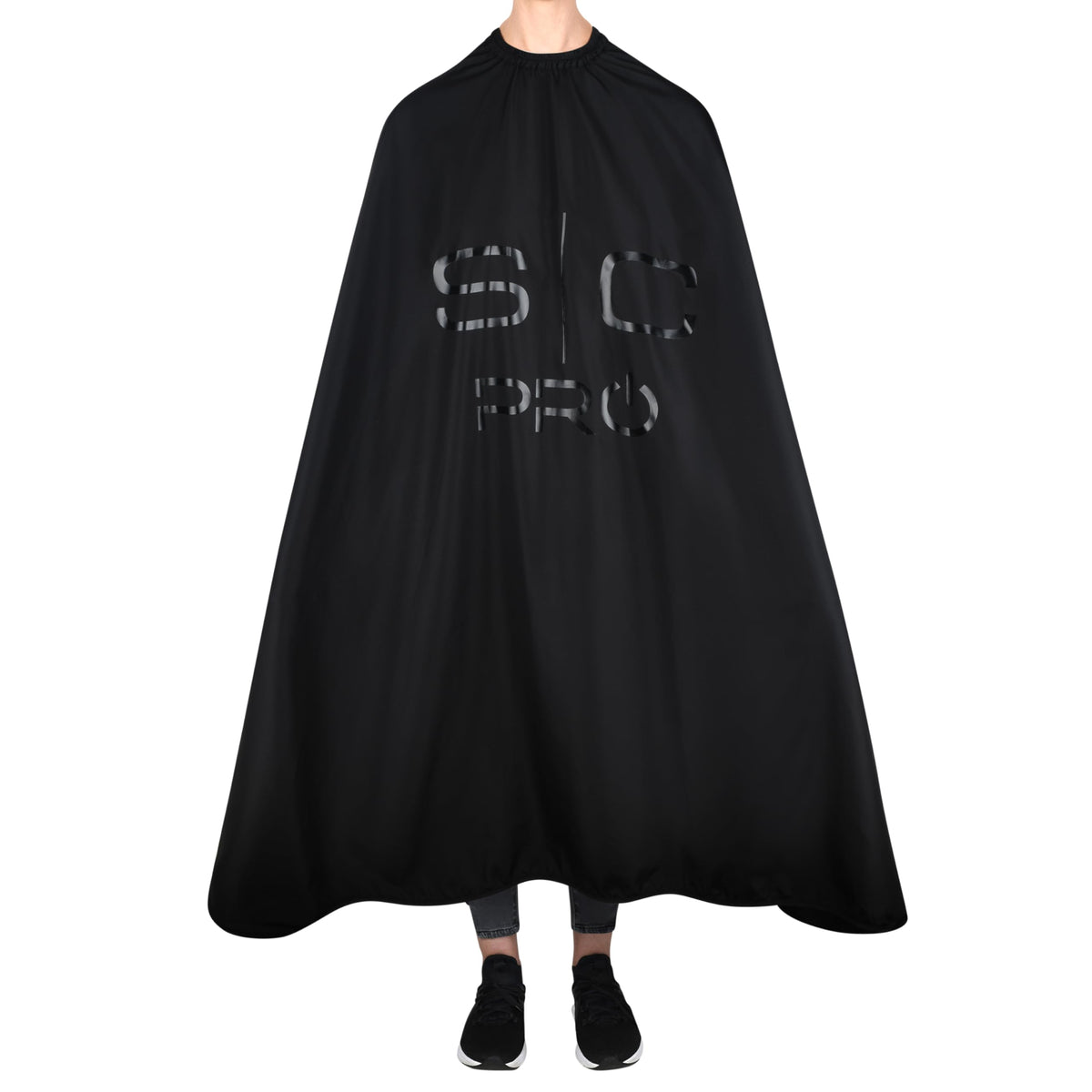 StyleCraft barber cape full-body black for complete coverage during haircuts.