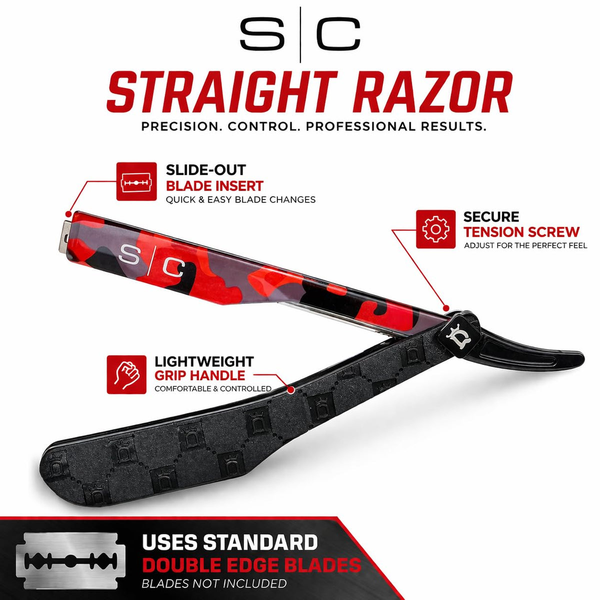 StyleCraft Deluxe Line camo red side grip highlighting ergonomic hold for steady strokes