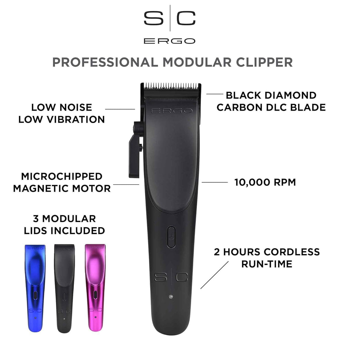 StyleCraft Ergo professional clipper side view shows slim profile for comfort.