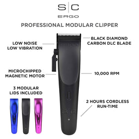 StyleCraft Ergo professional clipper side view shows slim profile for comfort.