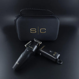 StyleCraft Flex Trimmer and Rebel Clipper inside the open travel case for organization.