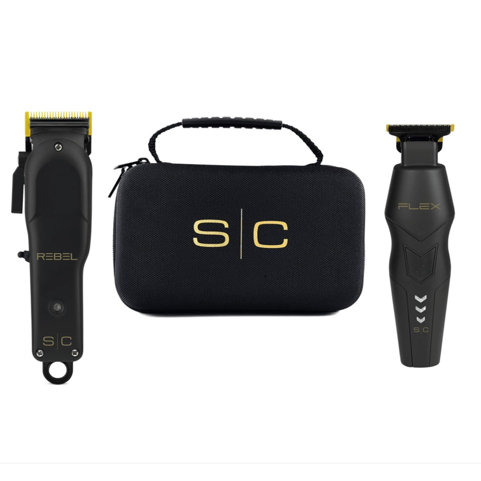 StyleCraft Flex Trimmer and Rebel Clipper set front view for on-the-go styling.