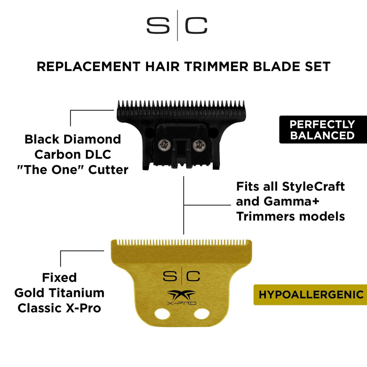 StyleCraft hypoallergenic gold titanium blade designed for sensitive skin comfort.