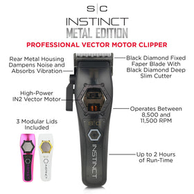 Stylecraft Instinct Metal Edition fixed Black Diamond Faper blade for clean blends.