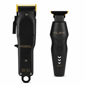 Rebel Clipper blades close-up showing premium materials and sharp precision.
