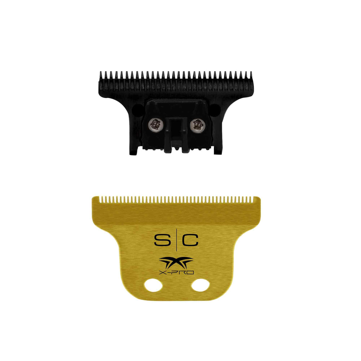 StyleCraft fixed blade closeup with a gold titanium finish for skin-friendly use.