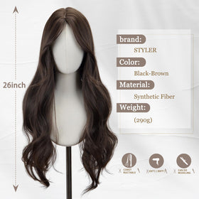 STYLER adjustable-cap brown wig 26 inch fits most heads