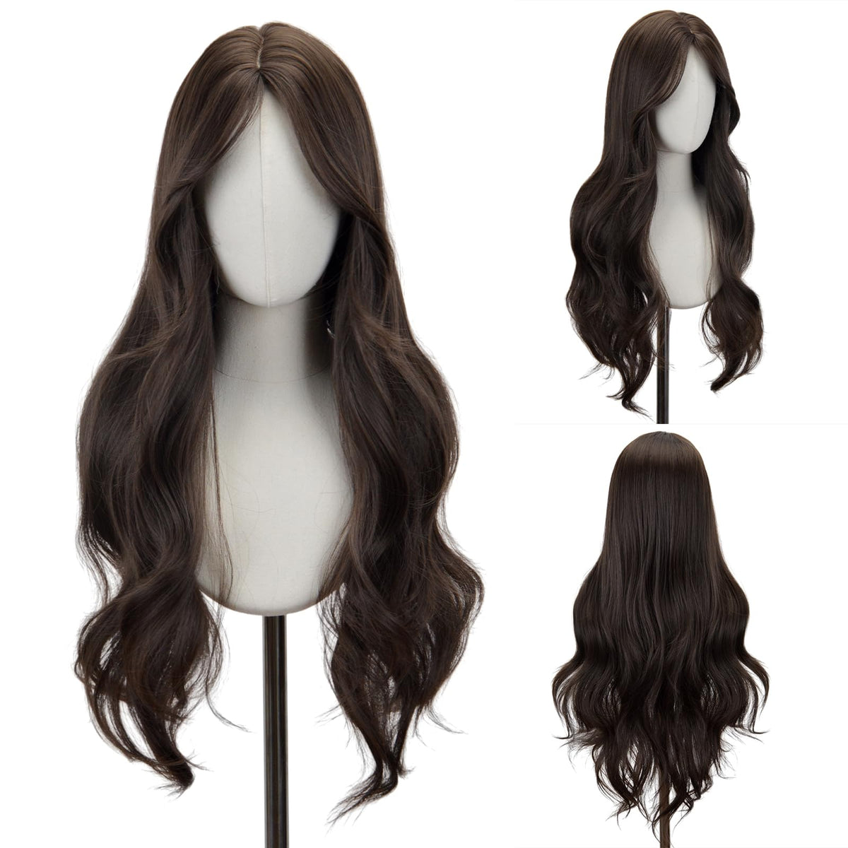 STYLER brown middle-part wig with bangs 26 inch for natural daily wear and easy styling