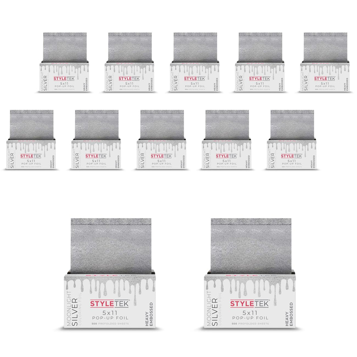 STYLETEK Silver Case Pack Foil boxes for fast salon prep