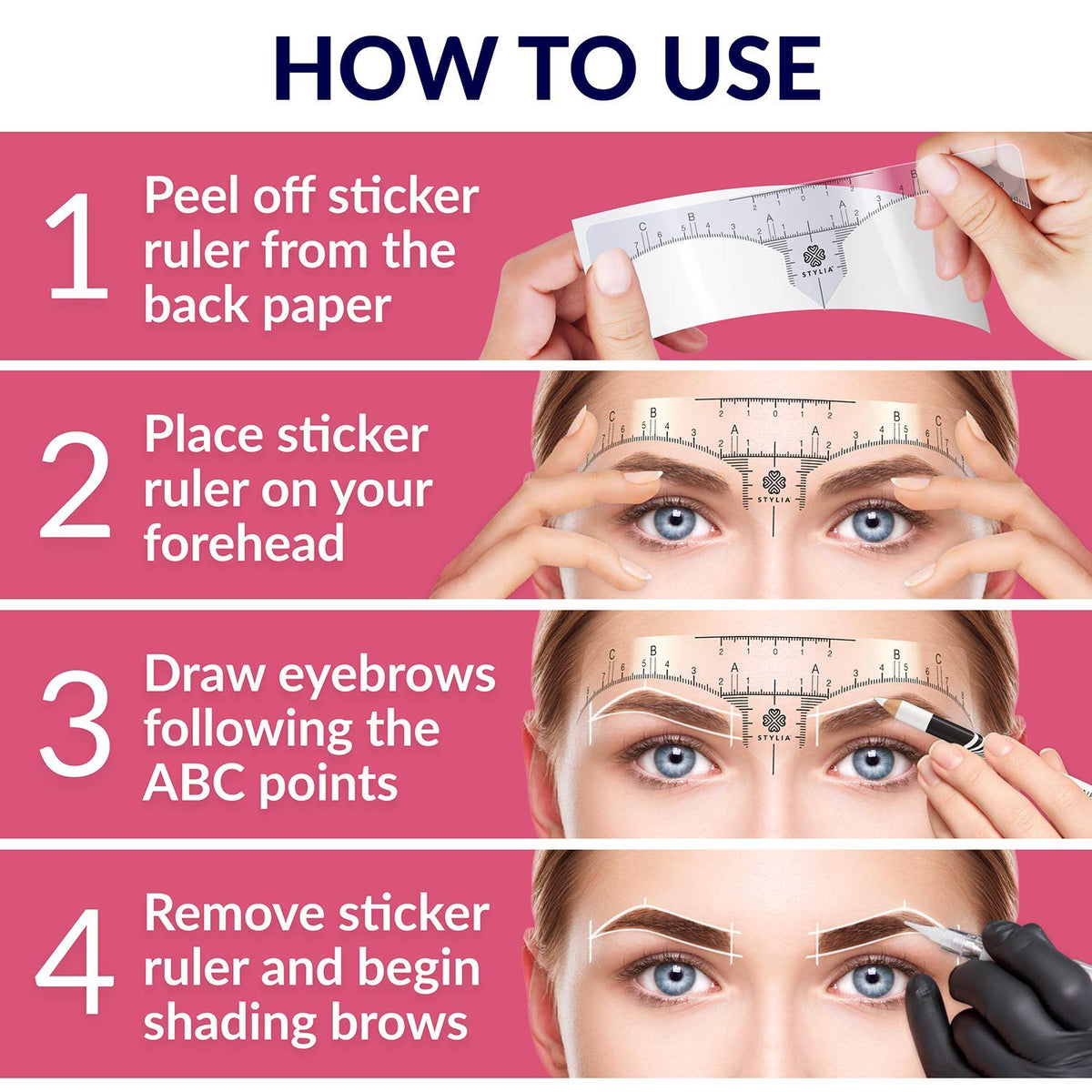 Stylia brow mapping kit helps beginners with clear, repeatable outlines.