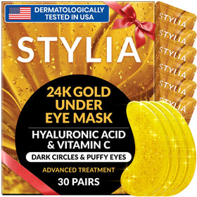 Stylia 24k gold under-eye patches brighten and refresh the eye area.