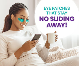 Stylia spa-like patches being applied for depuffing and soothing effect under eyes.