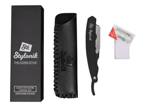 Stylonik eyebrow trimming with straight edge razor for neat brows.