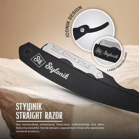 Stylonik razor open blade mechanism for quick, safe blade replacement.