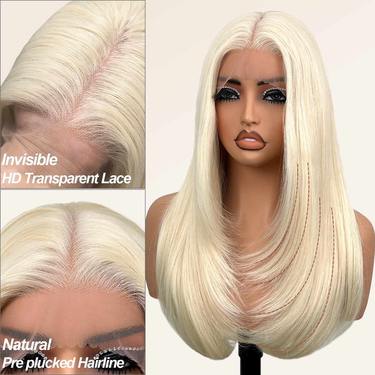 Su Mei.s glueless wig back view highlights full coverage and light density.