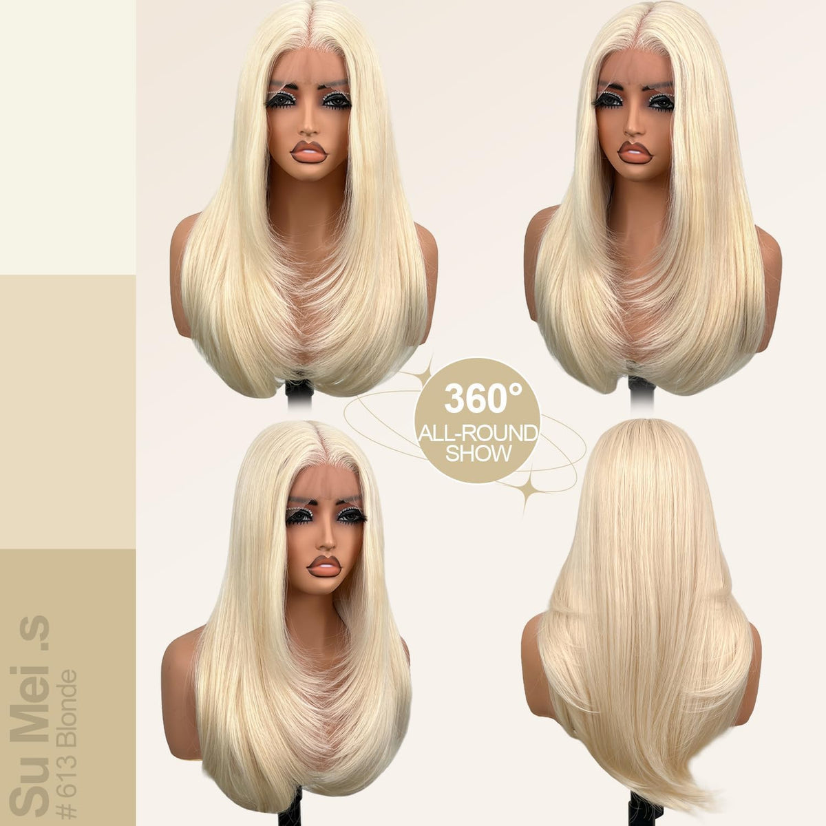 Su Mei.s wig packaging with cap and headband emphasizes ready-to-wear convenience.