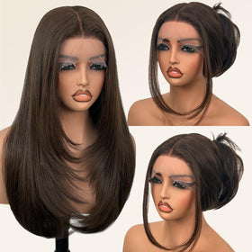 Su Mei.s glueless lace front wig, 26-inch straight style for quick, glue-free wear.