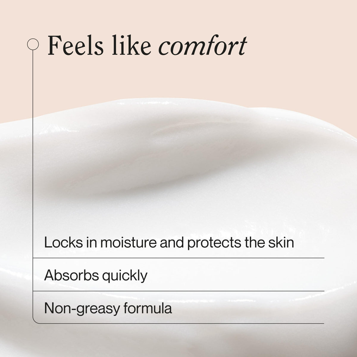 Lotion applied to hands demonstrates quick spread and non-sticky moisturization.