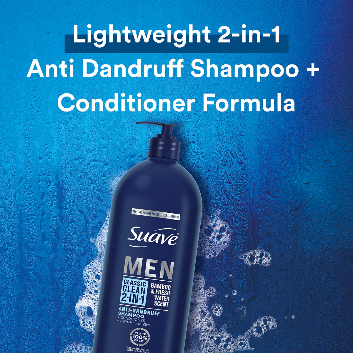 Suave all-hair-types friendly shampoo conditioner for versatile men’s grooming.