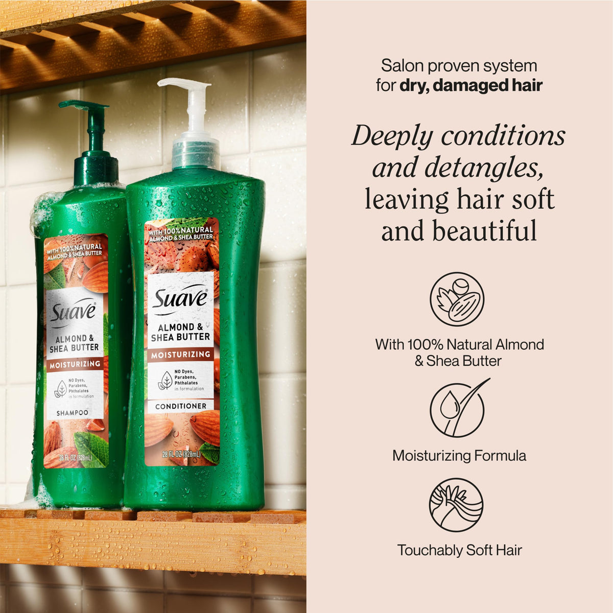 Suave conditioner back label showing cruelty-free and paraben free claim