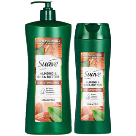Suave Almond Shea Butter Moisturizing Shampoo standard bottle for daily cleansing and moisture.