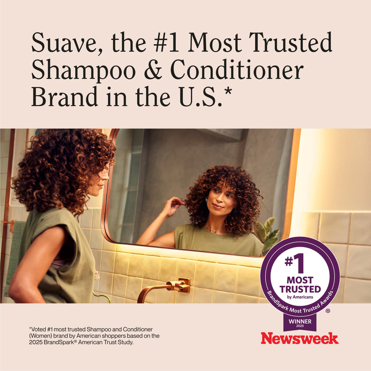 Suave almond-shea shampoo for dry hair delivers soft, manageable strands.