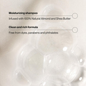 Close-up of creamy lather from Suave Almond Shea Butter shampoo on wet hair.
