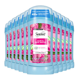 Suave Aloe Rose Water packaging front for invisible deodorant.