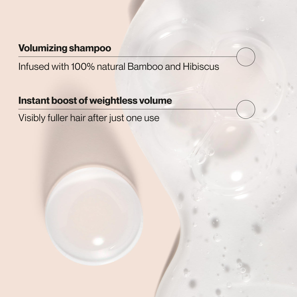 Root lift action visible on fine hair with Suave Bamboo & Hibiscus shampoo.