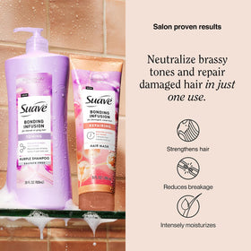 Suave Bonding Infusion Repairing Hair Mask 9 oz tube delivers quick, visible repair.